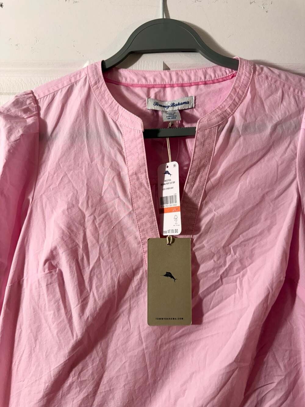 Tommy Bahama Oceana Puff S/S Top Size XS Pink Blouse